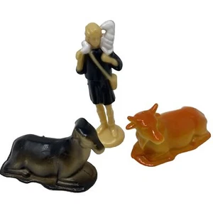 Old Vintage nativity scene pieces Shepherd Donkey Oxon Mid-Century - Picture 1 of 9