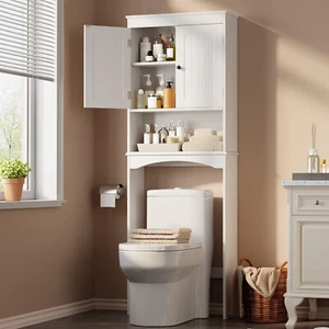 Over the Toilet Storage Cabinet with Adjustable Shelf and Double Door - Picture 1 of 9