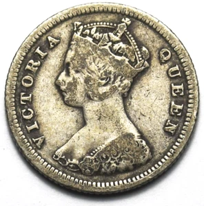 1888 Hong Kong Ten Cents Silver Coin KM# 5 - Picture 1 of 2