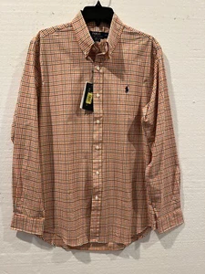 Polo Ralph Lauren Men's Button Up Front Shirt Size XXL Slim fit Orange Plaid - Picture 1 of 8