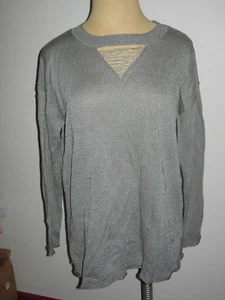 LANE BRYANT 22/24 Shiny Gray Slashed V-Neck Pullover Sweater 22W 24W 2X 3X - Picture 1 of 4