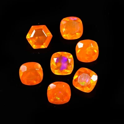 Natural Orange Ethiopian Opal 4.00 Ct Faceted Square 6 Pc Loose Gemstone 6X5 MM - Image 1 of 3