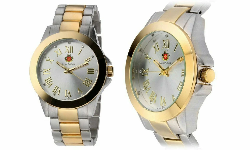 NEW Louis Richard 9106-TTG Women's Kensing Two Tone Gold & Silver Bracelet Watch - Image 1 of 1