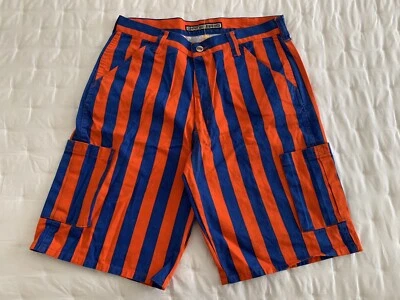 Pantalones cortos Game Bibs naranja y azul a rayas para hombre talla 32 Florida Gators Broncos Foto 1 de 4