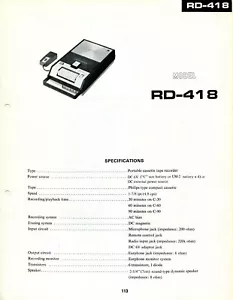 VINTAGE SHARP SERVICE MANUAL TRAGBARER KASSETTENREKORDER MODELL RD-418 - Bild 1 von 2