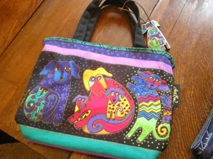 New Laurel Burch DOG PUPPIES 11x8.75x3.5" Small Tote Lunch Bag Purse w/ Ornament - Picture 1 of 6
