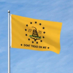 3X5 GADSDEN COLONIAL DON'T TREAD ON ME 1776 YELLOW FLAG BANNER 100D Woven Flag - Picture 1 of 10