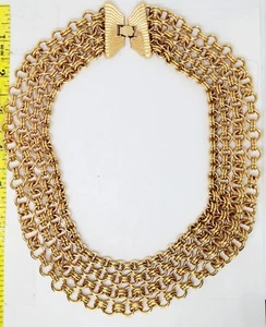 Collar De Colección Firmado Monet Pasarela Declaración Renacimiento Egipcio Tono Dorado - Imagen 1 de 8