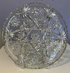 Bandeja redonda Anchor Hocking Star Of David 10,75" vidrio transparente vintage - Imagen 1 de 11