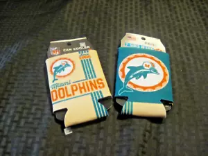 MIAMI DOLPHINS RETRO LOGO TEAL 12OZ NFL TWO CAN COOLER PACKAGE NEW TWO SIDED - Picture 1 of 2