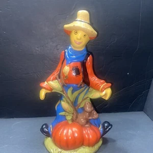 Vtg 1974 Folk Art Hand Painted Ceramic Scarecrow - Perfect for Autumn. Signed - Picture 1 of 8