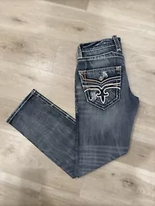 Nuevos pantalones de mezclilla elásticos azules 32x33 Rock Revival Shmuel Alt rectos para hombre - Imagen 1 de 23