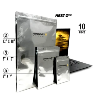 Faraday 10 PC Large-Kit NEST-Z 7.0mil Moisture Barrier 5-layer EMP Faraday Bags - Picture 1 of 6