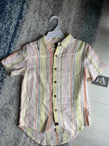 Art Class Boys striped linen button-up shirt size XS - Picture 1 of 6