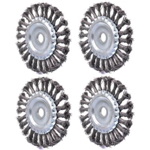 4x Draht-Scheibenbürste gezopft (Ø100mm) Drahtbürste für Flex Winkelschleifer - Bild 1 von 16