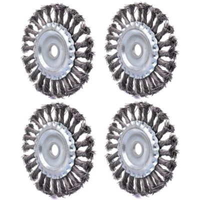 4x Draht-Scheibenbürste gezopft (Ø100mm) Drahtbürste für Flex Winkelschleifer - Bild 1 von 4