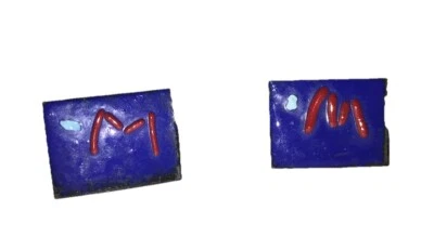 Copper Blue& Red Enamel Men's Cufflinks Costume Jewelry - Image 1 of 4