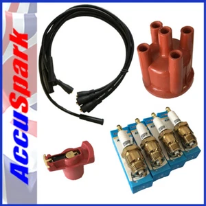 Ford Pinto Accusspark IRIDIUM Zündkerzen, Kappe + roter Rotor + schwarze Leitungen für Bosch  - Bild 1 von 10