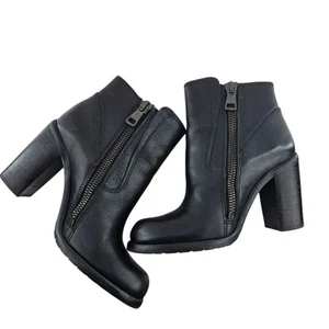 Allsaints Ankle Boots Women 7 37 Black Leather Block Heel Rock And Roll Designer - Picture 1 of 13