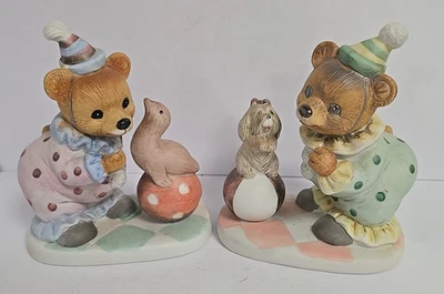 Vintage Homco #8881 Set of 2 Figurines Bears As Clowns Dog Seal Circus  - Image 1 of 4
