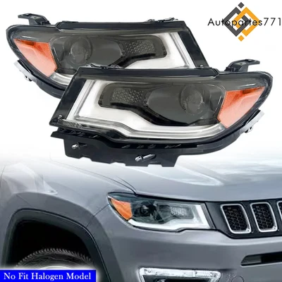 Headlamp For Jeep Compass 2017-2021 HID/Xenon LED DRL Headlights Left&Right Side - Image 1 of 4