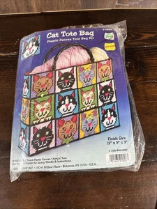 Design Works ~ “Cat Tote Bag” ~ PLASTIC CANVAS KIT #1826 ~ 12" x 9" x 3" ~ NEW - Picture 1 of 7