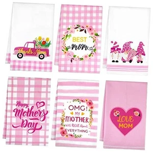 6 Pcs Best Mom Kitchen Dish Towel Set Absorbent Quick Dry Cloth 18 x 28 Inch - Picture 1 of 7