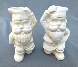 Pr Vintage 70er Nancy Lopez Weihnachtsmänner Elfen Wichtel Kerzenhalter 1979 weiß 6" Japan - Bild 1 von 8