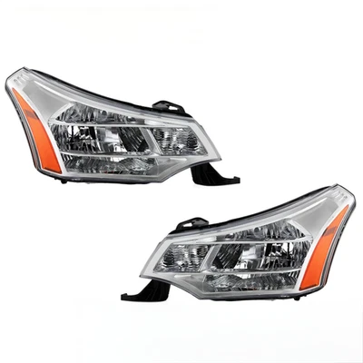 Halogen Headlight For 2008 2009 2010 2011 Ford Focus w/Bulb Left+Right Pair - Image 1 of 3