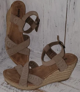 Minnetonka Zeppa Espadrillas Taupe Beige Marrone Sandali Scarpe Taglia 8 *S25 - Foto 1 di 9