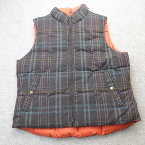 Lauren Ralph Lauren Womens Vest Petite Large Brown Plaid Reversible Down Filled - Picture 1 of 8