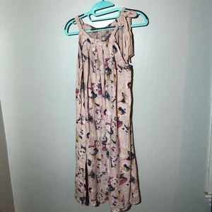 Bellambra made in Italy pink linen floral open shoulders dress tie shoulder M - Picture 1 of 10