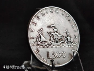 500 Lire Caravelle –Bandiere Controvento Repubblica italiana - Copia della Prova - Immagine 1 di 4