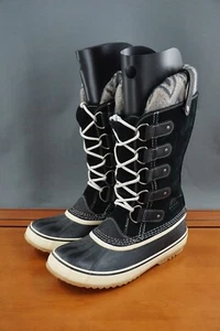 Sorel Joan of Arctic Shoes Womens 9 Black Suede Lace Up Knee High Winter Boots - Picture 1 of 11