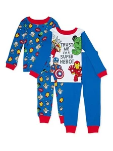 Marvel Super Hero Adventures 4 PC Long Sleeve Tight Fit Cotton Pajama Set Boy 5T - Picture 1 of 1