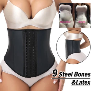 Latex Corset Waist Trainer Cincher Tummy Control Girdle Hourglass Body Shaper UK - Picture 1 of 12