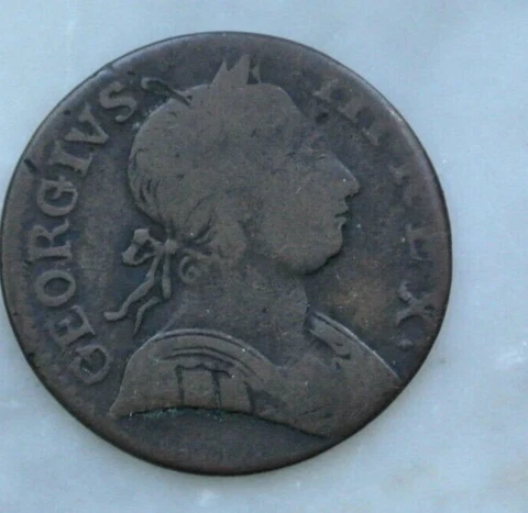 HALF  PENNY GEORGES III 1770   RARE   colonial coin  poids 6 gr20 Cover