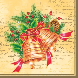 TWO Individual Paper Luncheon Decoupage Napkins 3-Ply CHRISTMAS BELL - Picture 1 of 1