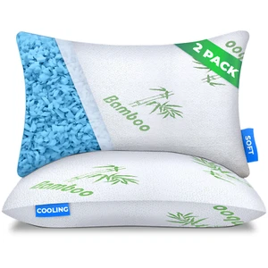 Adjustable Memory Foam Pillow Queen 2 Pack Cooling Gel Bed Pillow All Sleepers - Picture 1 of 7