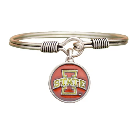 Iowa State Cyclones Translucent Red Enamel Disc Wire Bracelet Jewelry ISU Cover