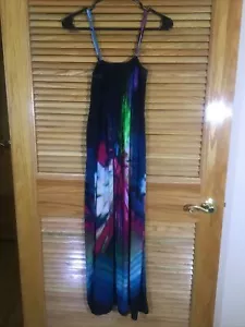 India Boutique Womens One Size Black Tie Dye Long Sun Dress CW-34 - Picture 1 of 5