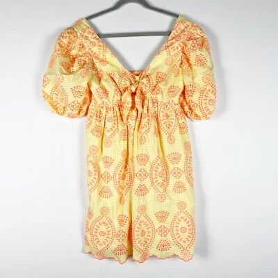 Lilly Pulitzer Sarafina Cotton Eyelet Lace Babydoll Mini Dress Calla Yellow 2 - Image 1 of 4