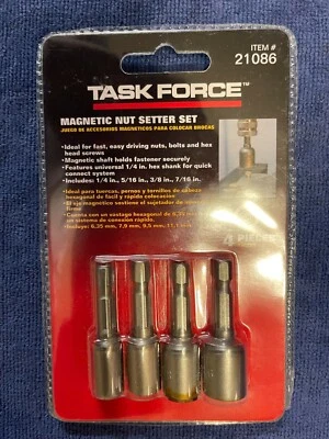 Magnetic Nut setter set 4 pcs NWT 1/4 5/16 3/8 7/16 - Image 1 of 2