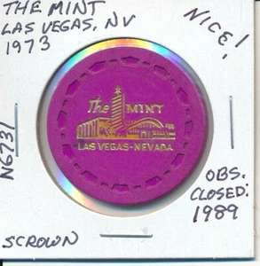 $.50 CASINO CHIP - THE MINT LAS VEGAS NV 1973 SCROWN #N6731 OBS CLOSED 1989 NICE! - Bild 1 von 2