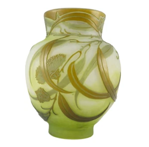 Emile Galle Jugendstil Glas Vase Nancy, Eucalyptus 1905 - 08 Glass Art Nouveau - Bild 1 von 24