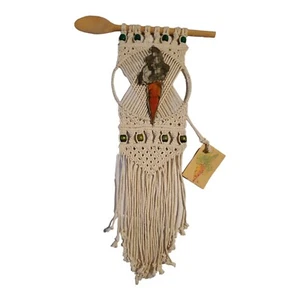 Macrame Wall Hanging Carrot Easter Kitchen Signed Art Judy Anderson - Picture 1 of 8