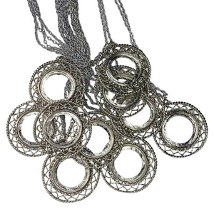 10 pz Set Ciondolo Rotondo Argento Vintage con Cuori Aperti su Collana 24" - Foto 1 di 6