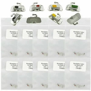 Paquete de 50 tubos bucales adhesivos para ortodoncia dental Roth 0,022 primera malla molar - Imagen 1 de 10