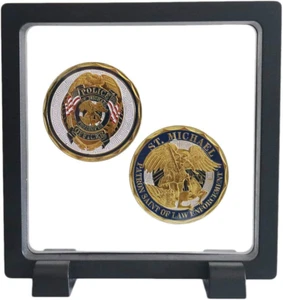 "3D Floating Coin Display Frame - Black, Small Shadow Box" - Picture 1 of 5