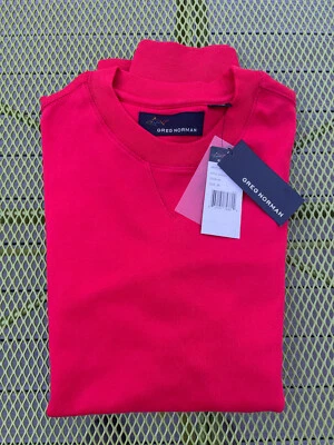 NEW MEN'S M GREG NORMAN RED SHARK LOGO CREW NECK PULLOVER LONG SLEEVE SWEATSHIRT - Image 1 of 4